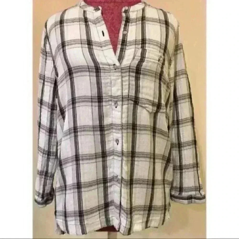 Calvin Klein Jeans Top L Plaid Flannel Long Sleeve
